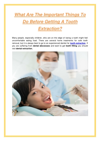 What Are The Important Things To Do Before Getting A Tooth Extraction