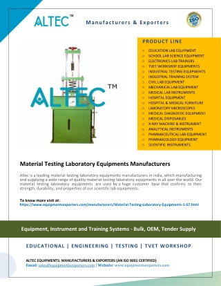 Material Testing Laboratory Equipments Manufacturers