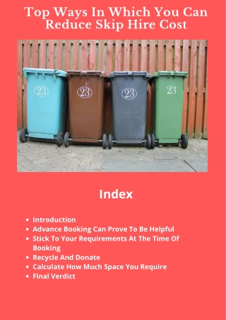 Top Ways In Which You Can Reduce Skip Hire Cost