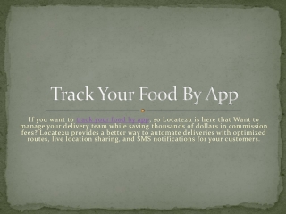Track Your Food By App