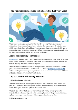 Top Productivity Methods To Be More Productive at Work