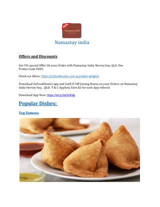 5% Off - Namastay Indian Restaurant Hervey Bay Delivey, QLD