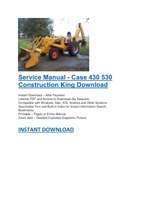 Service Manual - Case 430 530 Construction King Download