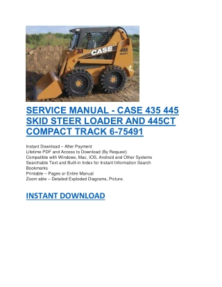 SERVICE MANUAL - CASE 435 445 SKID STEER LOADER AND 445CT COMPACT TRACK 6-75491
