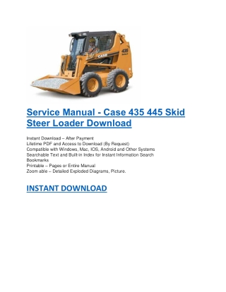 Service Manual - Case 435 445 Skid Steer Loader