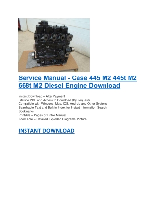 Service Manual - Case 445 M2 445t M2 668t M2 Diesel Engine