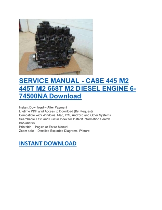 SERVICE MANUAL - CASE 445 M2 445T M2 668T M2 DIESEL ENGINE 6-74500NA