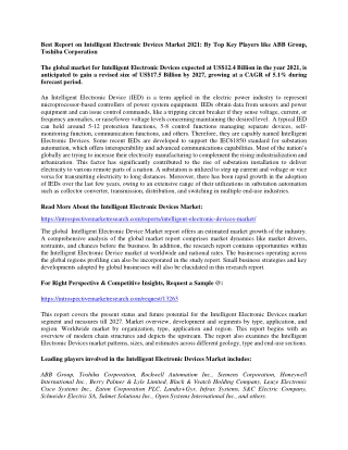Intelligent Electronic Devices  Market
