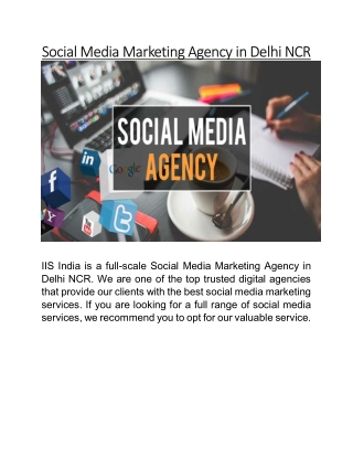 Social Media Marketing Agency in Delhi NCR