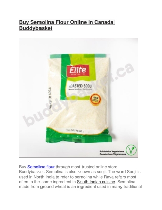 Buy Semolina Flour Online in Canada - Buddybasket