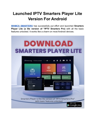 Launched IPTV Smarters Player Lite Version For Android