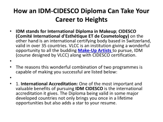 How an IDM-CIDESCO Diploma Can Take Your Career to Heights