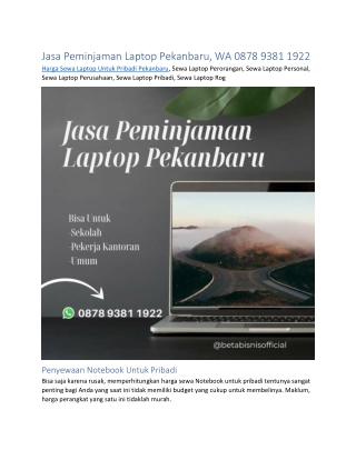 Jasa Peminjaman Laptop Pekanbaru, WA 0878 9381 1922