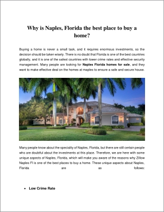 Why is Naples, Florida the best place to buy a home_