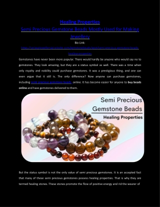 Healing Properties - Semi Precious Gemstone Beads Mostly Used for Making Jewelle