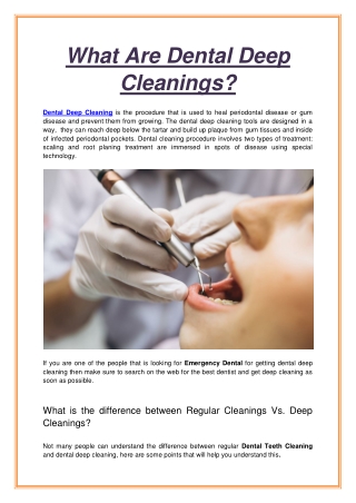 What Are Dental Deep Cleanings