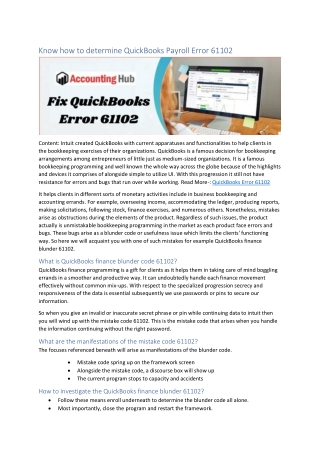 How to Fix QuickBooks Error 61102
