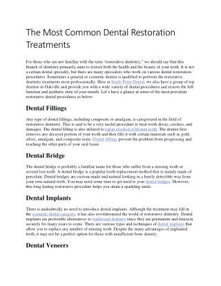 The Most Common Dental Restoration Treatments