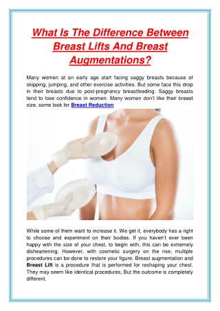 What Is The Difference Between Breast Lifts And Breast Augmentations