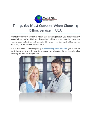 Things You Must Consider When Choosing Billing Service in USA