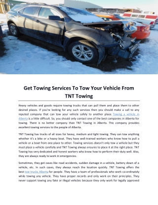 Get Towing Services To Tow Your Vehicle From TNT Towing