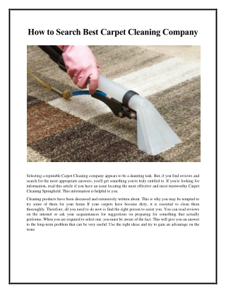 Top 5 Steps to Find best Carpet Cleaning Company - Springfield