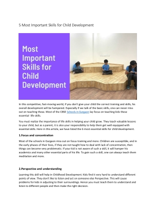 Important Skills for Child Development
