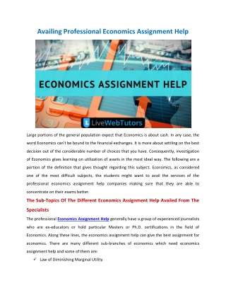 Avail Best Economics Assignment Help in Canada by Top Expert