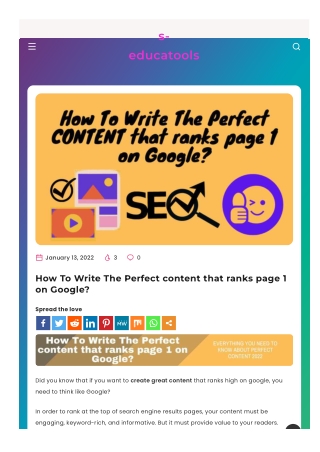 How To Write The Perfect content that ranks page 1 on Google - s-educatools