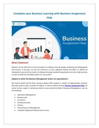 Best Business Assignment Help Service in Canada for Students