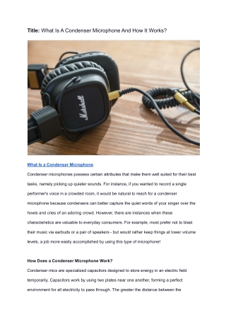 What Is A Condenser Microphone And How It Works