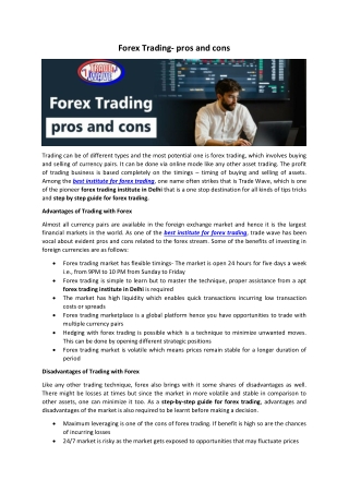 Forex Trading- pros and cons