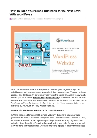 How To Take Your Small Business to the Next Level With WordPress