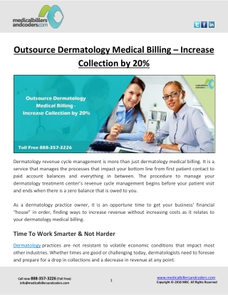 Outsource Dermatology Medical Billing – Increase Collection by 20%