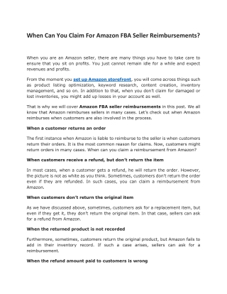 When Can You Claim For Amazon FBA Seller Reimbursements?