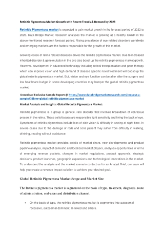 Retinitis Pigmentosa Market Growth with Recent Trends & Demand by 2028