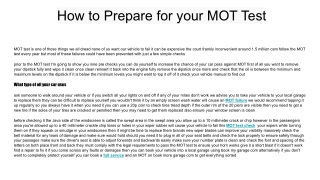 How to Prepare for your MOT Test