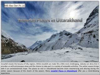 snowfall Places in Uttarakhand