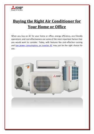 Buying the Right Air Conditioner for Your Home or Office