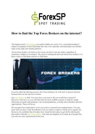 How to find the Top Forex Brokers on the internet?