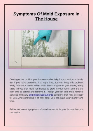 Symptoms Of Mold Exposure In The House