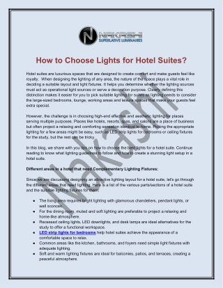 How to Choose Lights for Hotel Suites