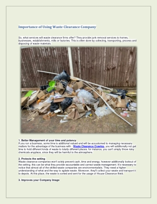 Professional Service for Waste Clearance in Crawley
