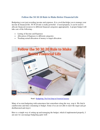 Follow the 50 30 20 Rule to Make Better Financial Life-converted