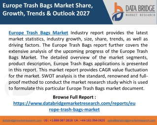 Europe Trash Bags Market Size, Trends, Analysis, Growth, Revenue, Demand