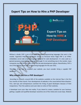 Expert Tips on How to Hire a PHP Developer - iWebServices