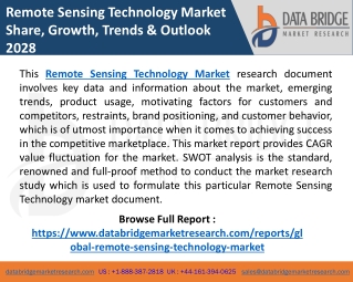 Remote Sensing Technology Market Size, Share, Analysis, Revenue, Opportunity