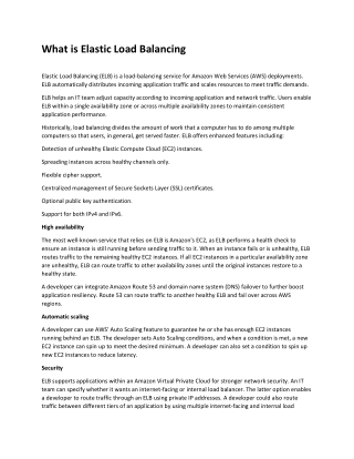 What is Elastic Load Balancing