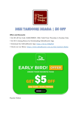 Desi Tandoori Dhaba EARLYBIRD5
