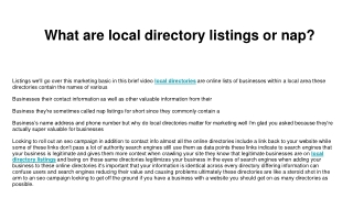 What are local directory listings or nap_